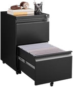 Approgreent 2 Drawer Metal File Cabinet, Fully Assembled Locking Filing Cabinet with Anti-Tipping Wheels, Quiet Slide, Heavy-Duty Steel Construction, Fits A4 Letter Legal for Home Office, Matte Black by Approgreent