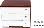 Wood Desk Organizer with 3 Drawers, Lockable Desktop Countertop Storage Cabinet for Home Office Supplies File Tabletop Organizing Unit, 15.75" x 11.02" x 12.2" (Dark Brown + White) - Image 6