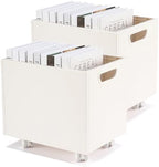 File Box Rolling File Organizer with Wheels Stackable Storage File Boxes Portable Letter File Folder Box Book Box Document Organizer for Home Office Filing Storage Bin, 2Pcs by CINPIUK