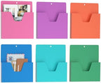 MFTEK Magnetic File Holder 6 Pockets Paper Holder, Hanging File Organizer Office Supplies Storage for Cabinets, Whiteboard, Magnetic Mail Letter Folder for Refrigerator (Light Color-Mix) by MFTEK