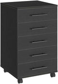 HOOBRO 5-Drawer File Cabinet, Office Cabinet with Drawers, Wooden Storage Cabinet with Wheels for Makeup, Home Office, Study, Easy Assembly, Black BK05WJ01 by HOOBRO
