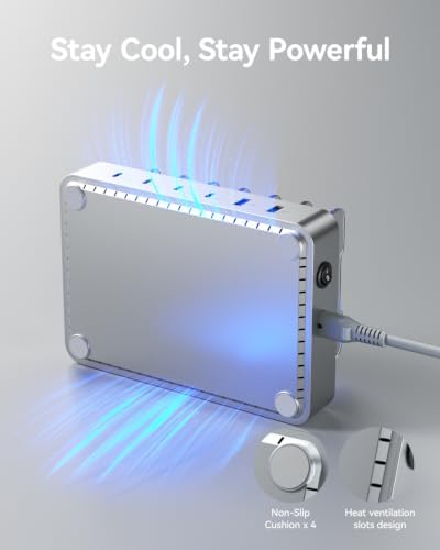 SooPii Premium 90W 6-Port USB C Charging Station for Multiple Device,Silver - Image 5