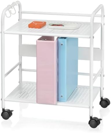 2-Tier Metal Rolling Cart, Compact Under Desk Storage Organizer by Unknown