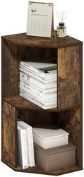 Furinno ECON Corner Shelf, 2-Tier Corner Book Shelf, Standing Storage Shelves, Cube Display Rack, Bookshelf, for Organization and Storage, Living Room, Home Office, Amber Pine by Furinno-FitsYourSpaceFitsYourBudget