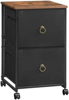 HOOBRO 2 Drawer Mobile File Cabinet, Rolling Printer Stand, Vertical Filing Cabinet, Office Drawers, Filing Cart for Home Office, A4/Letter Size, Nonwovens Drawer, Black and Rustic Brown BFK20WJ01 by HOOBRO