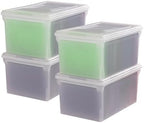 IRIS USA 4-Pack Snap File Box with Locking Lid, Black by IRISUSA
