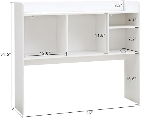 Kovhzcu Desktop Bookshelf with 6 Shelves, Wooden Desk Storage Hutch Organizer, 3-Tier Tabletop Bookcase for Computer Desk, Office, Home, Dorm, Study Room (White) - Image 3