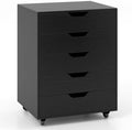 GIANTEX 5-Drawer Storage Cabinet, Mobile Lateral File Cabinet with Drawers, Wheels, Rolling Chest of Drawers, 19.5" x 16" x 25.5" for Office Under Desk Living Room, Study by Giantex