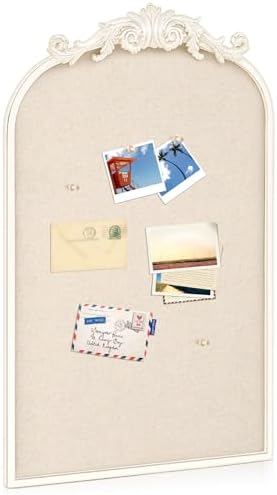 Wonderjune Linen Display Pinboard, Arch, 19" X 31", White by Wonderjune