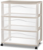 Sterilite Wide 3-Drawer Cart with Wheels, Grey Pumice by Sterilite