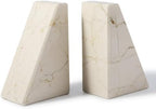 Koville Marble Bookends for Shelves, Large Bookends for Heavy Books, Non-Slip Heavy Duty Book Stopper for CD/Movies, Aesthetic Decorative Bookends for Shelves Table Home Decor(Beige) by Koville