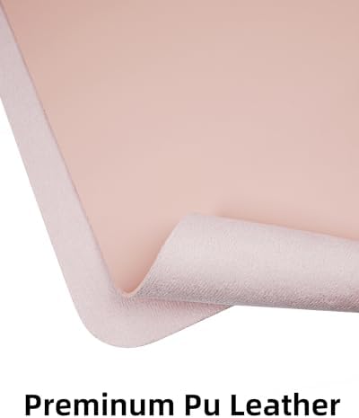 AFIING Leather Desk Pad Protector,Mouse Pad,Office Desk Mat, Non-Slip PU Leather Desk Blotter,Large Desk mat,Waterproof Keyboard mat for Office/Home/Decor (Pink,55"" x 17"") - Image 2