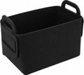 Minoisome Storage Basket Felt Storage Bin Collapsible& Convenient Box Organizer with Carry Handles for Office Bedroom Closet Babies Nursery Toys Laundry (Black, 17.9inch（L）×12.2inch（W）×11.6inch（H）) by Unknown