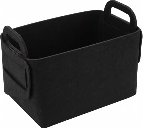 Minoisome Storage Basket Felt Storage Bin Collapsible& Convenient Box Organizer with Carry Handles for Office Bedroom Closet Babies Nursery Toys Laundry (Black, 17.9inch（L）×12.2inch（W）×11.6inch（H）) by Unknown