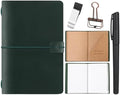 Traveling Refillable Leather Journal Notebook, Green, A5 Size by Thenshop