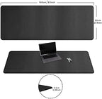 Cacoy 63"x24" Leather Desk Mat, Office Desk Blotter, Large Mouse Pad, Black - Image 3