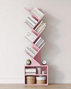 SUNMORY 6 Tier Tree Bookshelf, Tall Small Bookcase with Storage Cabinet by SUNMORY