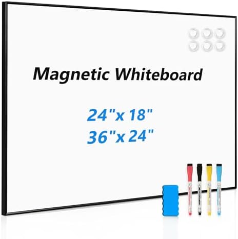 Magnetic Whiteboard, 24" x 18" Dry Erase White Board for Wall by QUEENLINK