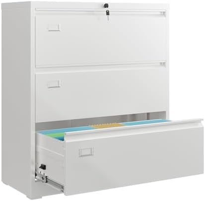 DEVAISE 3 Drawer Lateral File Cabinet with Lock, Assembly Required by DEVAISE
