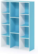Furinno LUDER Book Shelf, 11-Cube Bookshelf, Reversible Bookcase, 9.4 x 29.1 x 41.7, Easy Assembly, for Living Room, Bedroom, Home Office, White/Light Blue - Image 6