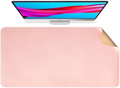Large Cork Office Desk Mat, Dual-Sided Cork Leather Mouse and Keyboard Pad, Non-Slip Easy Clean Home Computer Mat Accessories(Pink,90x45cm) by Unknown
