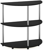 Furinno Frans Turn-N Half Round Console Table with Stainless Steel Tubes, Black Oak 15.6D x 31.1W x 30.8H in - Image 5