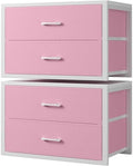 BOLUO Stackable Closet Drawers for Clothes Organizers and Storage Fabric Pink 2 Drawer Dresser for Bedroom 2 Packs Modern Large by BOLUO