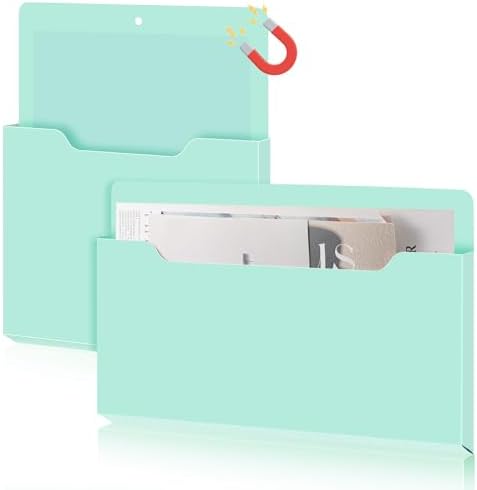 Feifeiya 2 Pcs Magnetic File Folder for Fridge, Mixed, Mint Green by Feifeiya