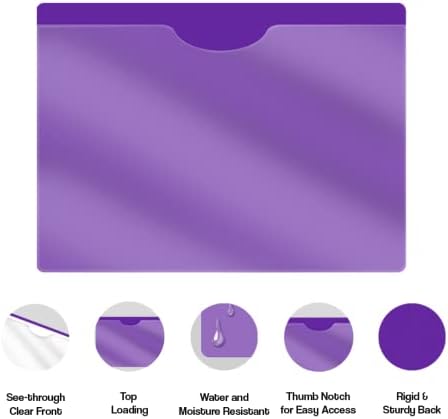 Purple Vinyl Pocket Folders, Doctor Stuff, Closed Sides, Letter Size, Clear Front Top Loading Job Jacket, Documents Holder for Office, High School and Medical Files, Pack of 25 - Image 4