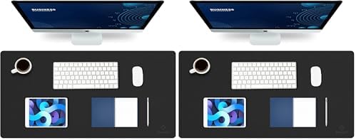 K KNODEL Large Office Leather Desk Mat, Mouse and Keyboard Pad, Computer and Laptop Mat, Desktop Protector and Cover, Writing Pad and Blotter (31.5"x15.7", Black) (Pack of 2) by GoogleFiber
