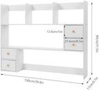 Desk Organizer with Drawers Desk Shelf Desk Hutch Tabletop Shelf with Drawers Desktop Hutch with Storage Desktop Bookshelf for Home Office Dorm Wood (39.4x6.7x31.5in) - Image 3