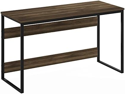Furinno Moretti Desk, 52 Wide Metal Frame Gaming Desk, Rectangular Computer Desk, Writing Desk, Office Desk for Home Office, Study Room, Dorm, Bedroom, Brown Walnut - Image 6