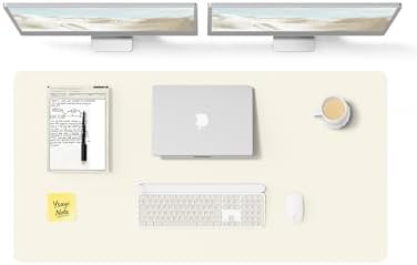YSAGi Leather Desk Protector, Office Mat, Large Mouse Mat, Non-Slip PU Leather Blotter, Laptop Desk Pad, Waterproof Writing Pad for Office and Home (Cream, 47.2" x 23.6") by YSAGi