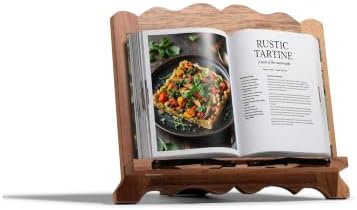 Cookbook Stand for Kitchen & Room Decor Aesthetic - Brown Wood Walnut Decor - (13"x10.4"x0.47"Inch) - Adjustable 5 Levels - Foldable Easy Storage - Book & Tablet Holder - Vintage Kitchen Accessories - Image 3