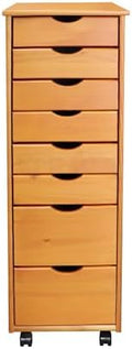 Jela-USA Solid Pine Wood 8 Drawer Rolling Cart, Honey Pine by Jela-USA