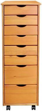 Jela-USA Solid Pine Wood 8 Drawer Rolling Cart, Honey Pine by Jela-USA