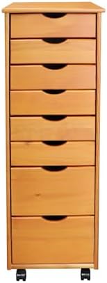 Jela-USA Solid Pine Wood 8 Drawer Rolling Cart, Honey Pine by Jela-USA