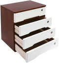 Wooden Desktop Storage Box with Lockable Drawers, Flat File Cabinet Drawer Desktop Storage Box, Countertop Storage Cabinet for Office Home Toiletries Supplies Vanity (walnut+white, 4 Drawer) by LKOEWQZAMX