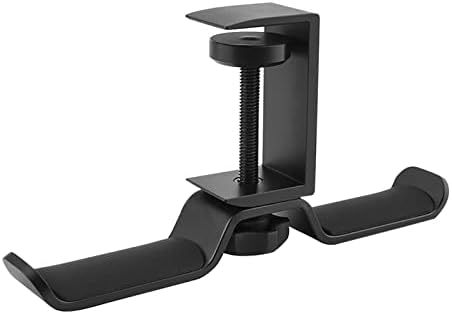 Headphone Stand PC Gaming Headphone Stand, Under Desk Dual Headset Hanger Hook Holder with Adjustable and Rotating Arm Clamp, Built in Cable Clip Organizer(Black) by Unknown