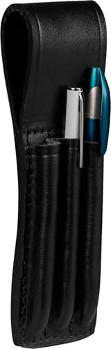 JAY-PEE Black Leather Triple Pen and Pencil Holder for Belt, Fountain Pen Sleeve Holster, Pencil Carrying Pouch, Professional Pocket Protector, and Writer's Sleeve Case, Fits 2 1/4" Sam Browne Belts - Image 3