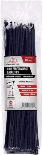 17 Inch Black Zip Ties, 50 lb Tensile Strength, 100-Pack - Image 6