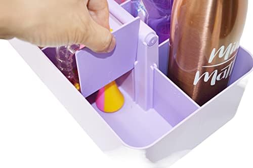 -Large Portable Caddy, DIY Dividers, 8 Compartments, School Office Supplies Home Business Basket with Handle Storage Modern Made in USA (6 PACK, Lavender) - Image 4