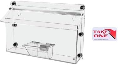 Marketing Holders Outdoor Brochure Box with Lid Metal Mount Clear Acrylic Caddy Holds 11" x 4" Horizontal Trifolds and 3.5" x 2" Business Cards with Take One Sticker Hangs On Smooth Surfaces - Image 3