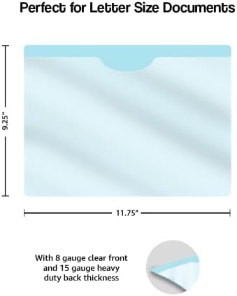 Light Blue Plastic Folders with Closed Sides, Doctor Stuff, Letter Size, Clear Front Top Loading Job Jacket, Documents Holder for Office, High School and Medical Files, Pack of 50 - Image 2