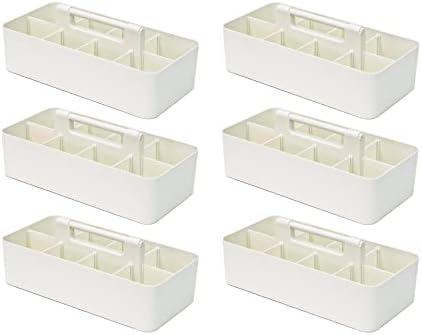-Large Portable Caddy, DIY Dividers, 8 Compartments, School Office Supplies Home Business Organizer,Portable Basket with Handle Storage Organizer Modern Made in USA (6 PACK, Ivory) by EnjoyOrganizer