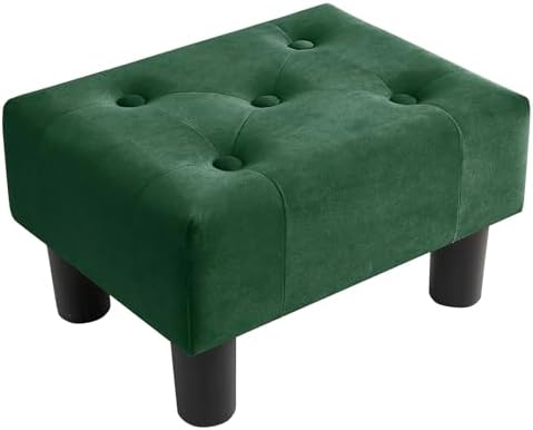 Poofzy Small Foot Stool Ottoman, Velvet Ottoman Foot Rest with Legs, Rectangle Foot Rest for Couch, Footstools and Ottomans Small for Living Room and Entryway (Green) by Poofzy
