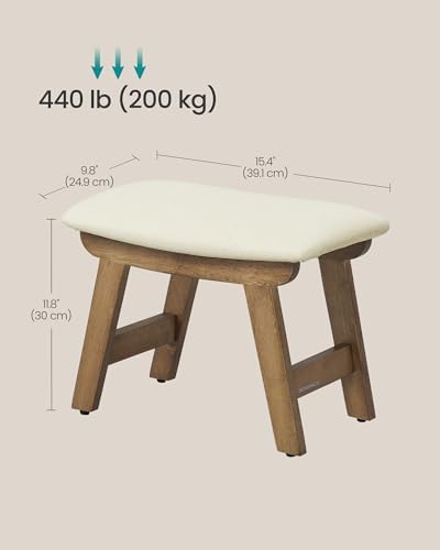 SONGMICS Foot Stool Ottoman, Padded Foot Rest Under Desk, Solid Wood Frame - Image 2