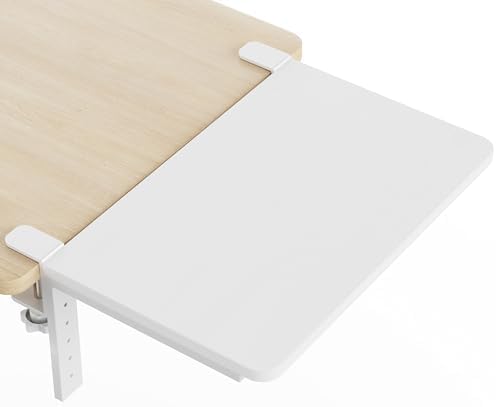 Desk Extender, 15-inch Clamp-On Desk Shelf, Height-Adjustable Desktop Shelf Organizer for Monitors Office and Gaming Accessories, Arm Support Table Extension, 44lbs Heavy Duty, White by ART-GIFTREE