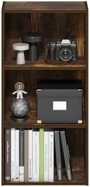 Furinno LUDER Book Shelf, 3-Tier Modern Bookshelf, Open Shelves Bookcase, 9.3" x 16" x 31.4", for Living Room, Bedroom, Home Office, Amber Pine - Image 5