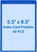 40 PCS Clear Self Adhesive Plastic Label Pockets, Top Loading Business & Library Index Card Holders, Fabric Tape Sleeves for Storage Bins, Totes, Binders and Drawers (5.5 x 8.5 Inch) by Kvatr-X
